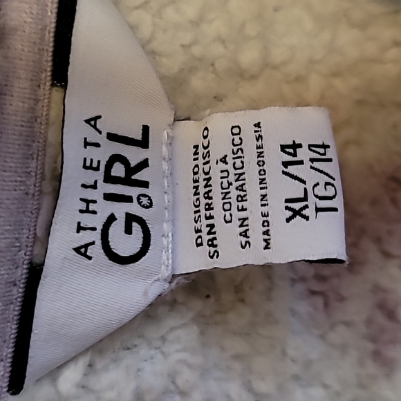Athleta Girls Sherpa Half Zip Sweater watercolor Soft collared Size: XL/14 - Picture 7 of 16